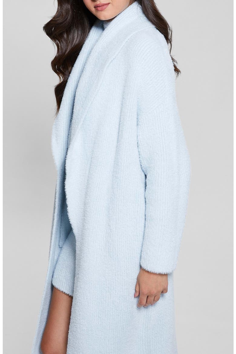 Vero Fuzzy Shawl Collar Longline Cardigan, Alternate, color, SKY HIGH