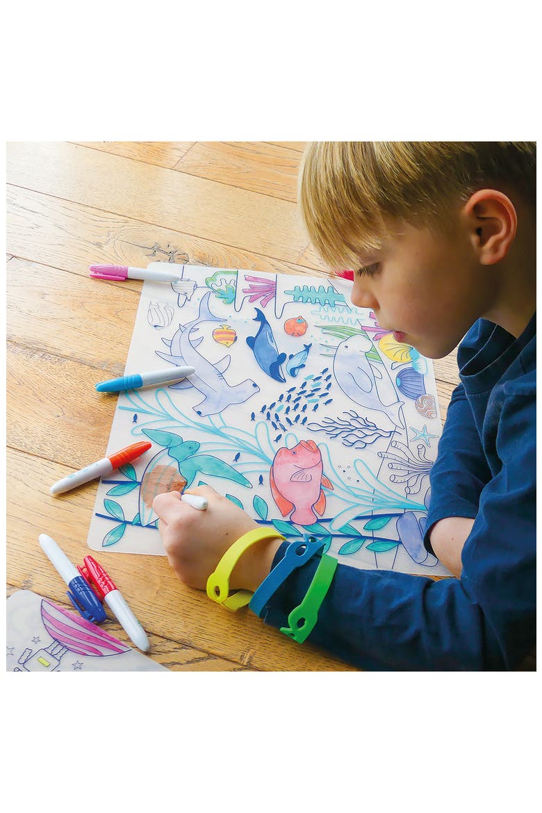 Great Barrier Reef Reusable Coloring Mat & Washable Markers, Alternate, color, MULTI