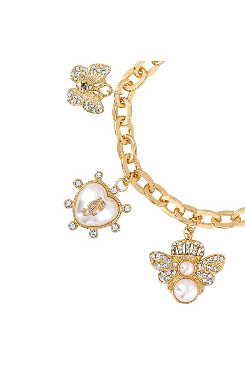 Pearl & Icon Charm Bracelet, Gold-Tone Link with Faux Pearls, Alternate, color, Gold
