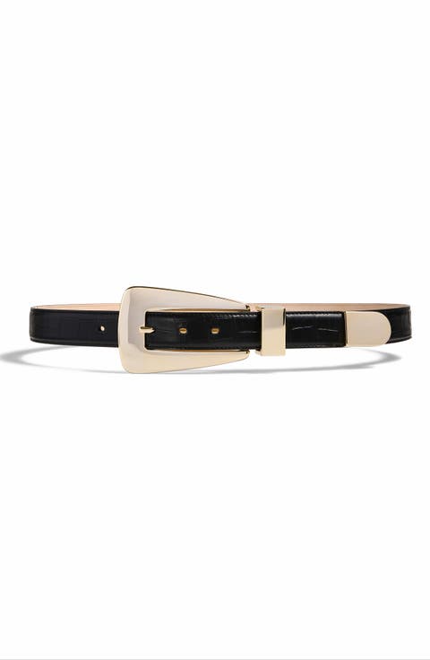 Lucca Croc Embossed Leather Belt