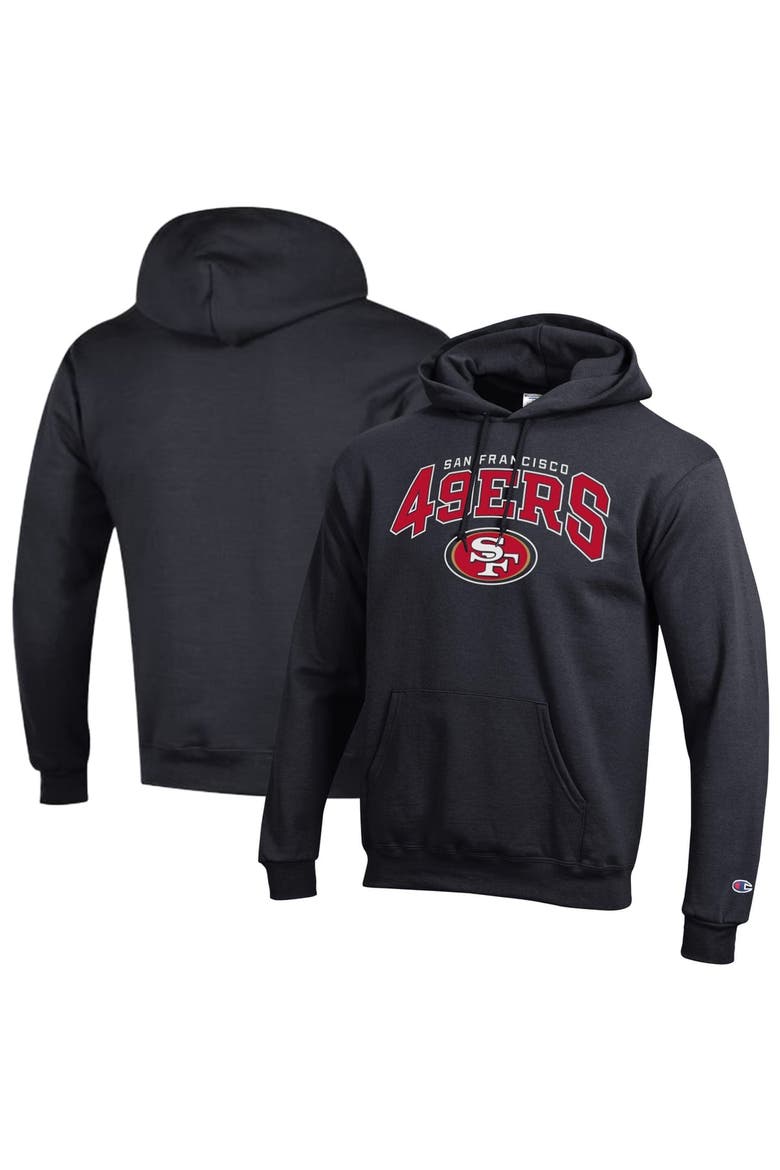 Men's Champion Black San Francisco 49ers Powerblend Arch over Logo Hoodie, Main, color, Black