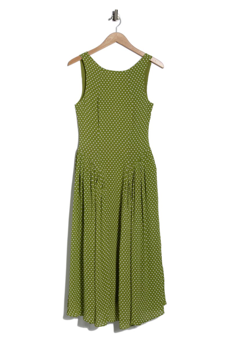 Polka Dot Sleeveless Maxi Dress, Alternate, color, MOSS POLKA-DOT