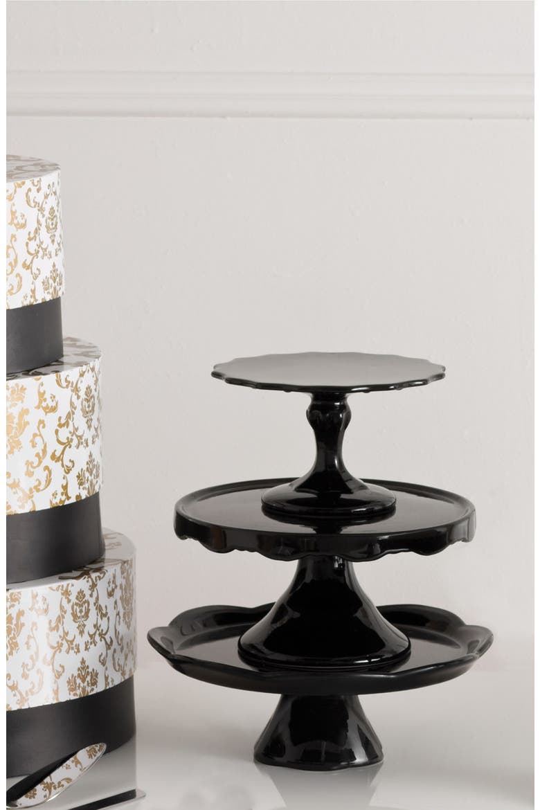'Rococo Noir' Cake Stand Pedestal, Alternate, color, BLACK