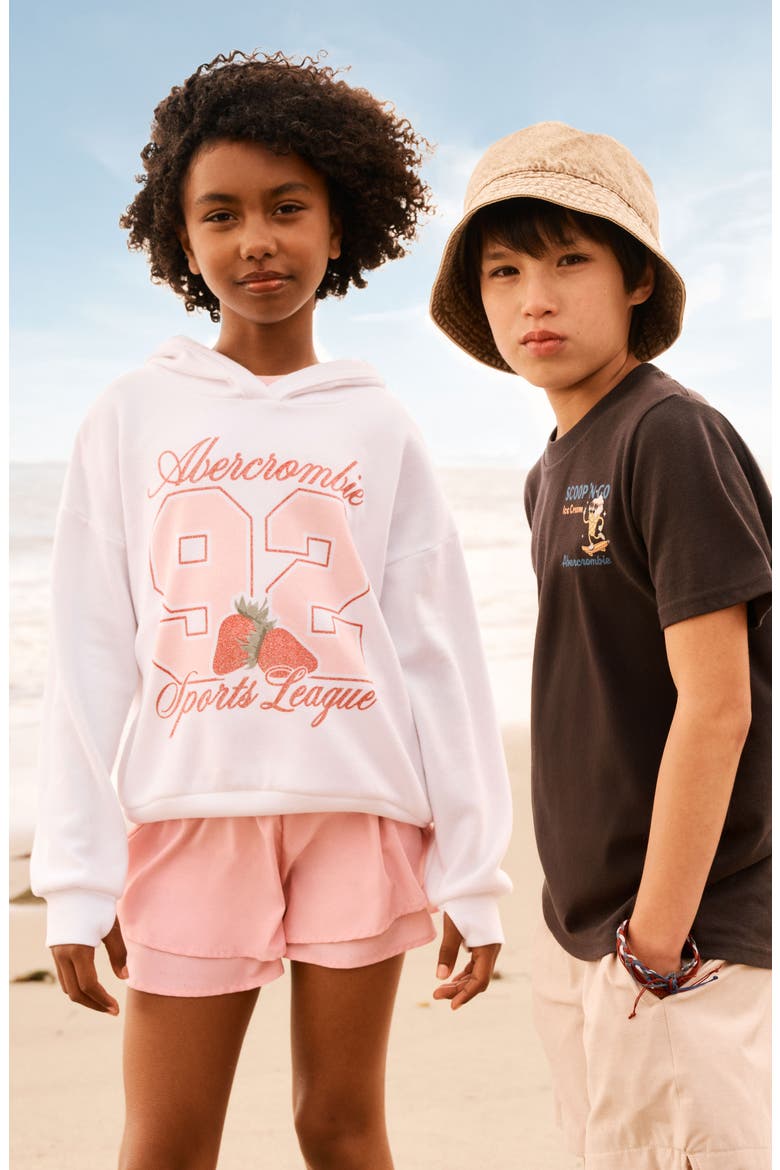 Kids' Strawberry Graphic Hoodie, Alternate, color, BRIGHT WHITE