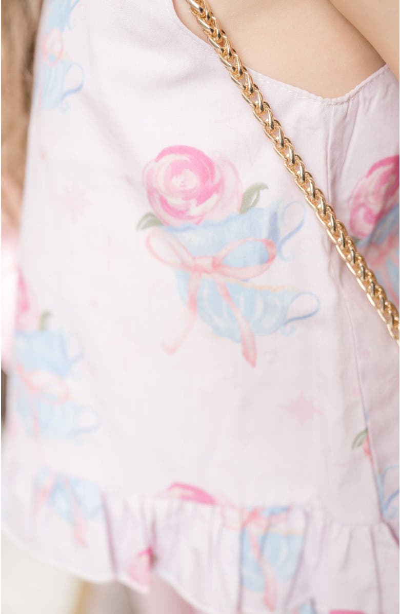 Petite Maison Kids Maya Teacup Pink Girls' Top and Shorts Set, Alternate, color, Pink Teacup Design