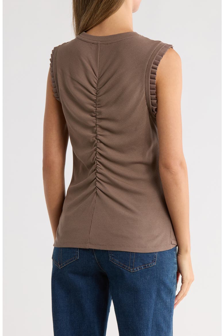 Ruched Rib Mixed Media Knit Top, Alternate, color, OYSTER MUSHROOM