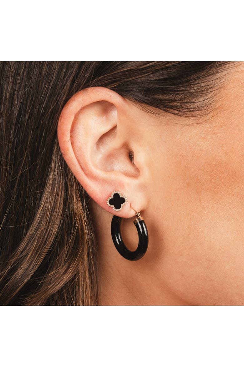 Onyx Hoop Earrings, Alternate, color, Onyx