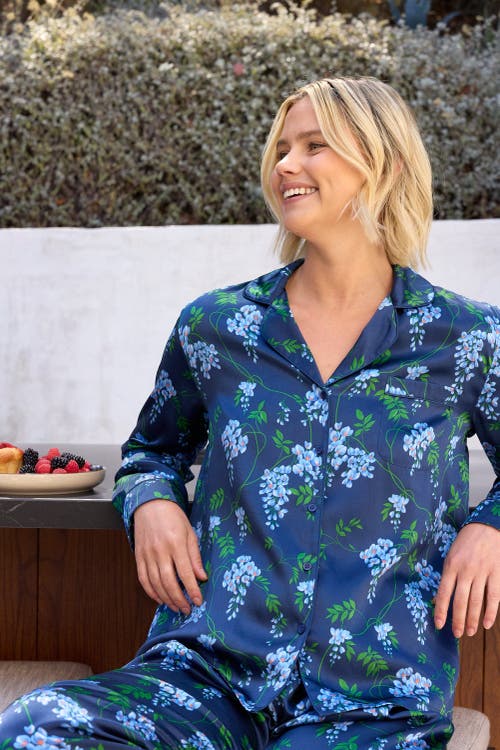 The Cat's Pajamas Silk Pajama Set In Multi