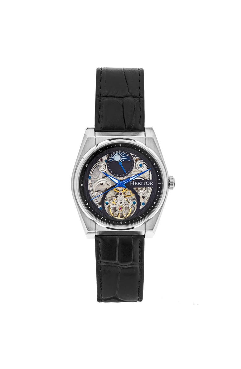 Heritor Automatic Daxton Skeleton Watch, Main, color, Black