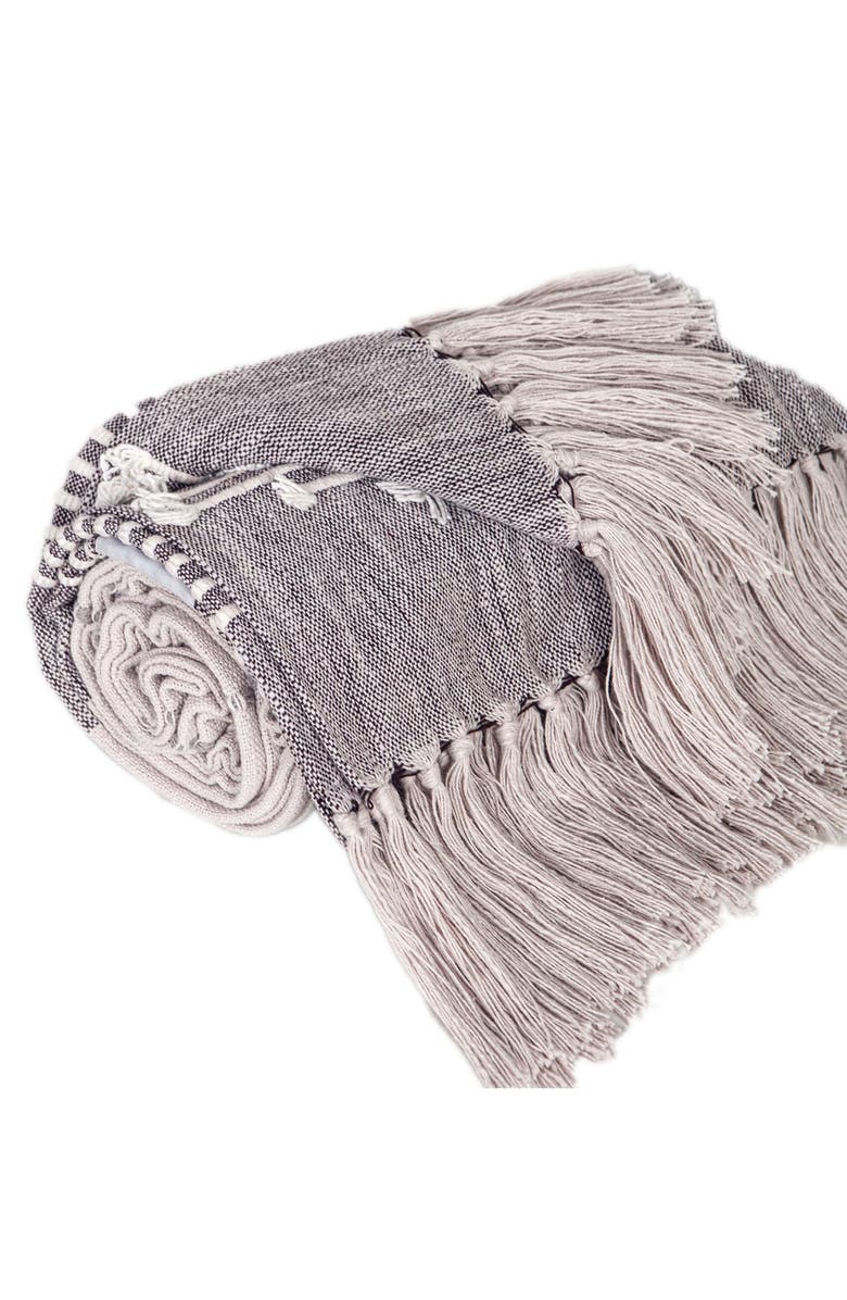 PARKLAND COLLECTION Adonia Tasseled Throw Blanket, Alternate, color, Grey