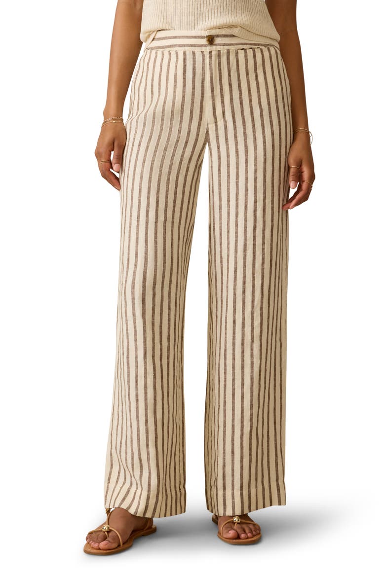 Sun Strider Wide Leg Linen Pants, Main, color, COCOA GROVE STRIPE