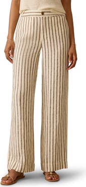 Faherty Sun Strider Wide Leg Linen Pants