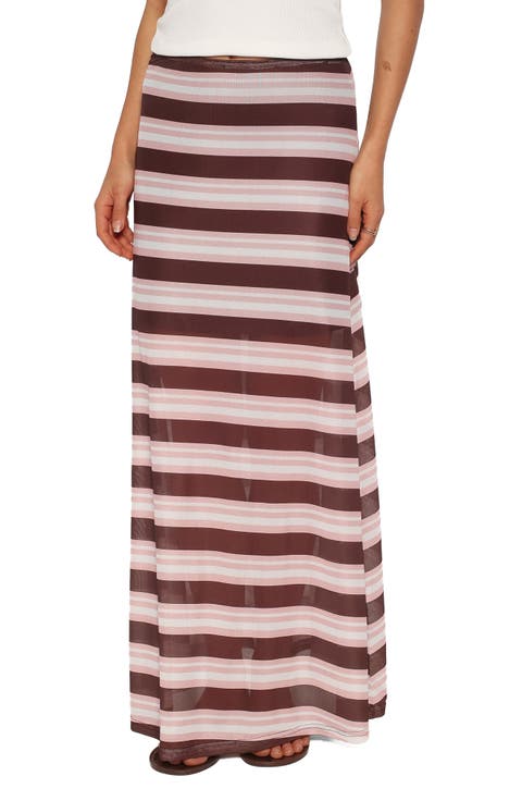 Dia Striped Mesh Column Skirt
