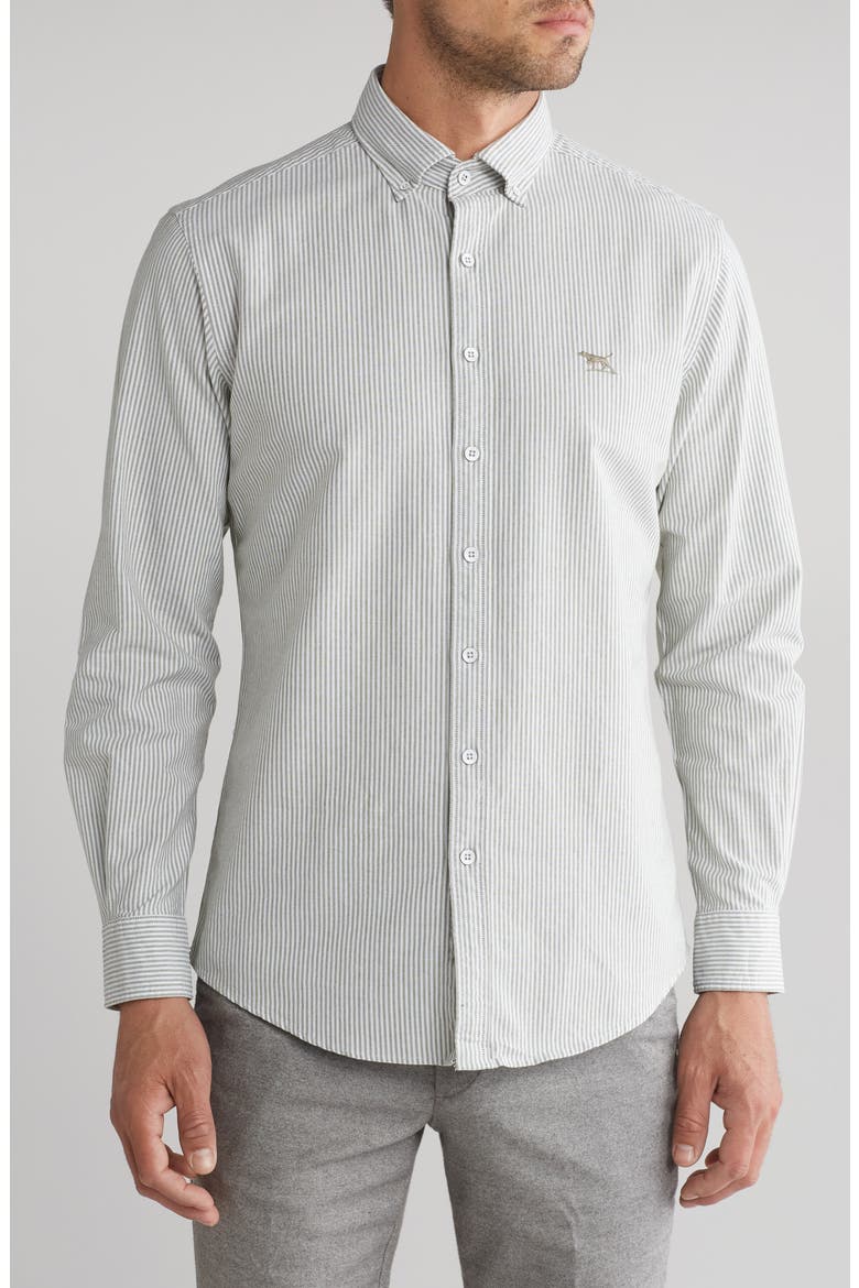 Rockwood Stripe Button-Down Shirt, Main, color, GREEN STRIPE