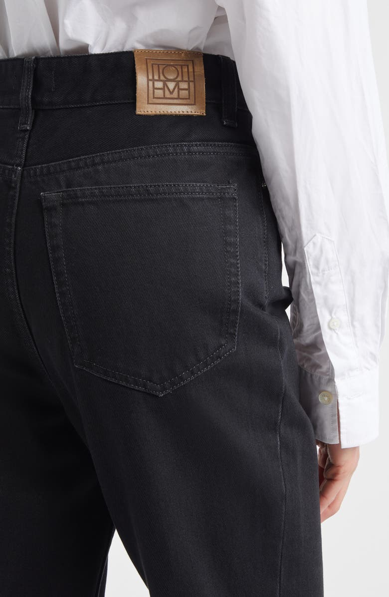 TOTEME High Waist Organic Cotton Slim Leg Jeans, Alternate, color, Black