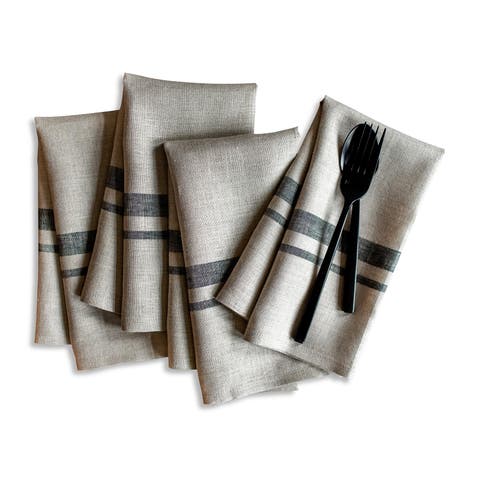 Linen Dinner Napkins - French Stripe