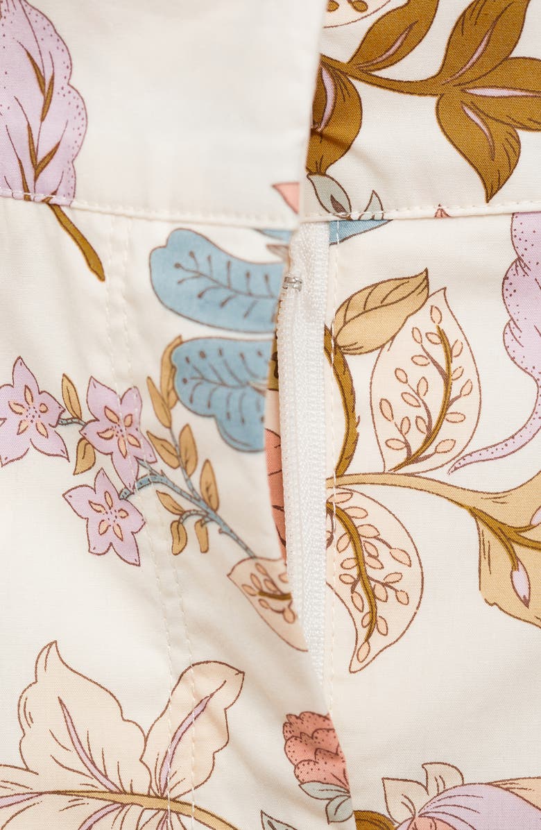 MANGO Floral Pleat Shorts, Alternate, color, Ecru