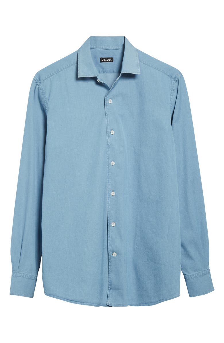 ZEGNA Denim Button-Up Shirt, Alternate, color, Light Blue