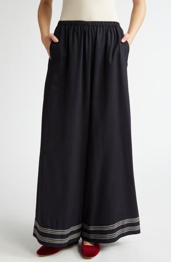 パンツ BODE Black Viscose Mathilde Wide-Leg Bode Mathilde Wide Leg Trousers | Nordstrom