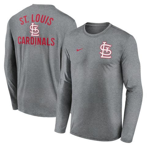 Men's Nike Heather Charcoal St. Louis Cardinals 2-Hit Legend Performance Long Sleeve T-Shirt