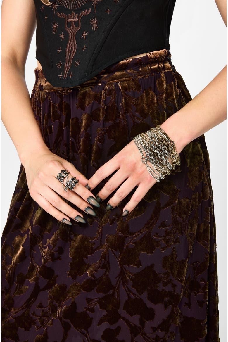 Sienna Devore Hanky Hem Midi Skirt, Alternate, color, Purple