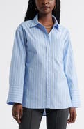 Caslon® Stripe Cotton Poplin Button-Up Shirt