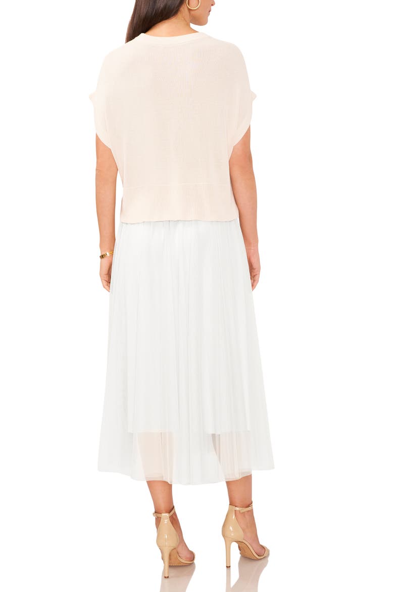 Pleated Mesh Midi Skirt, Alternate, color, NEW IVORY
