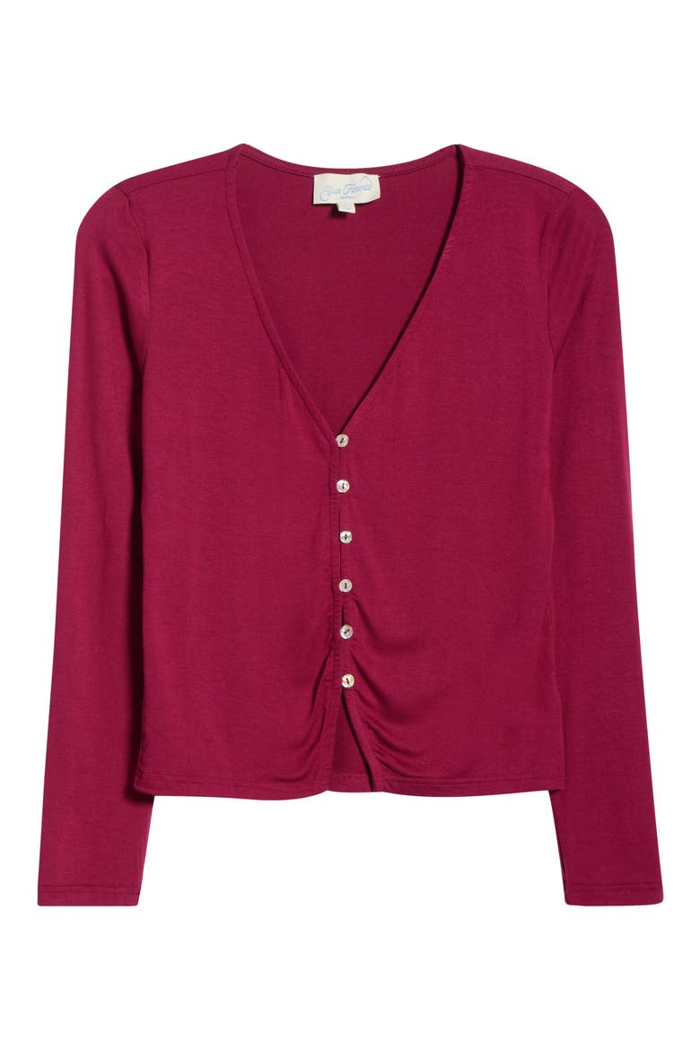 Shelby Button-Up Knit Top, Alternate, color, WINE