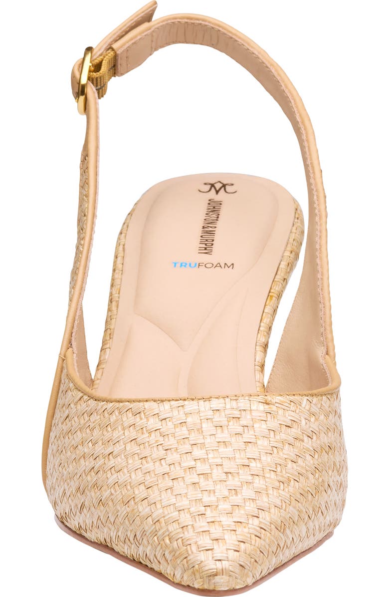 Johnston & Murphy Lindsey Slingback Pointed Toe Kitten Heel Pump, Alternate, color, Natural Raffia