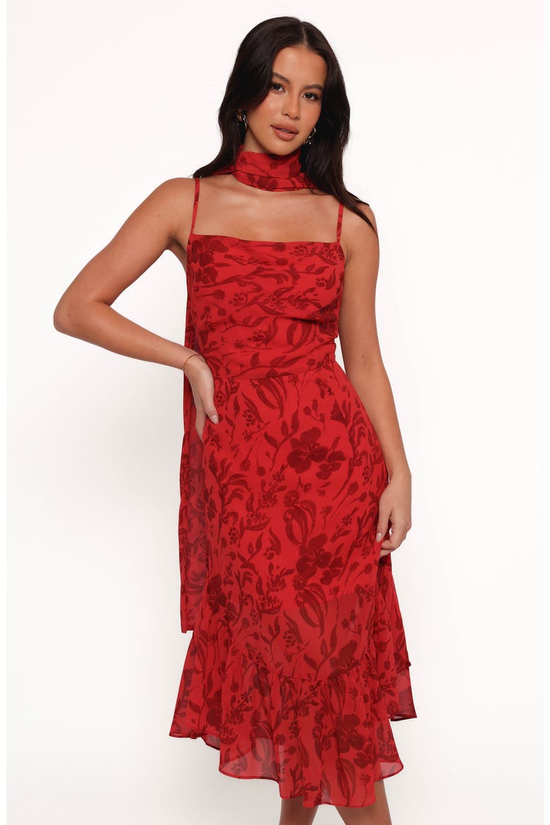 Francesca Floral Midi Cocktail Dress, Alternate, color, RED FLORAL
