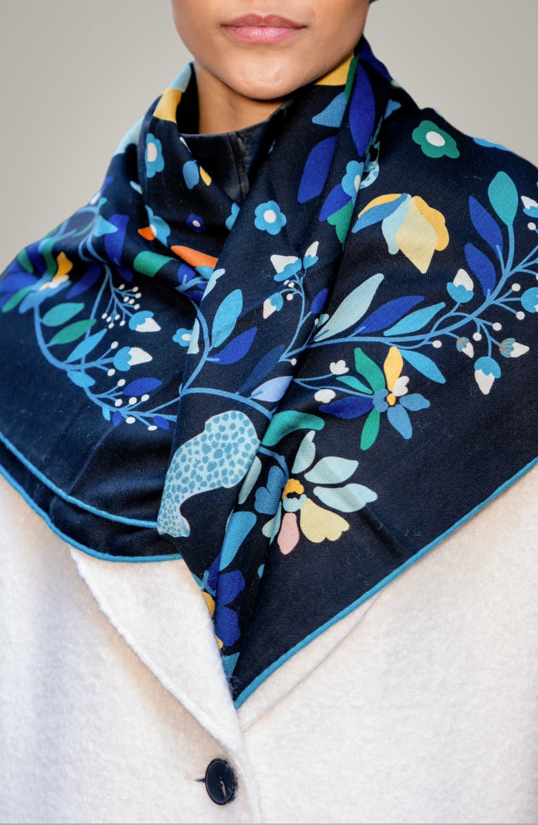 Jessie Zhao New York Double Sided Wool Silk Scarf Of Night Jungle Reverie, Alternate, color, 