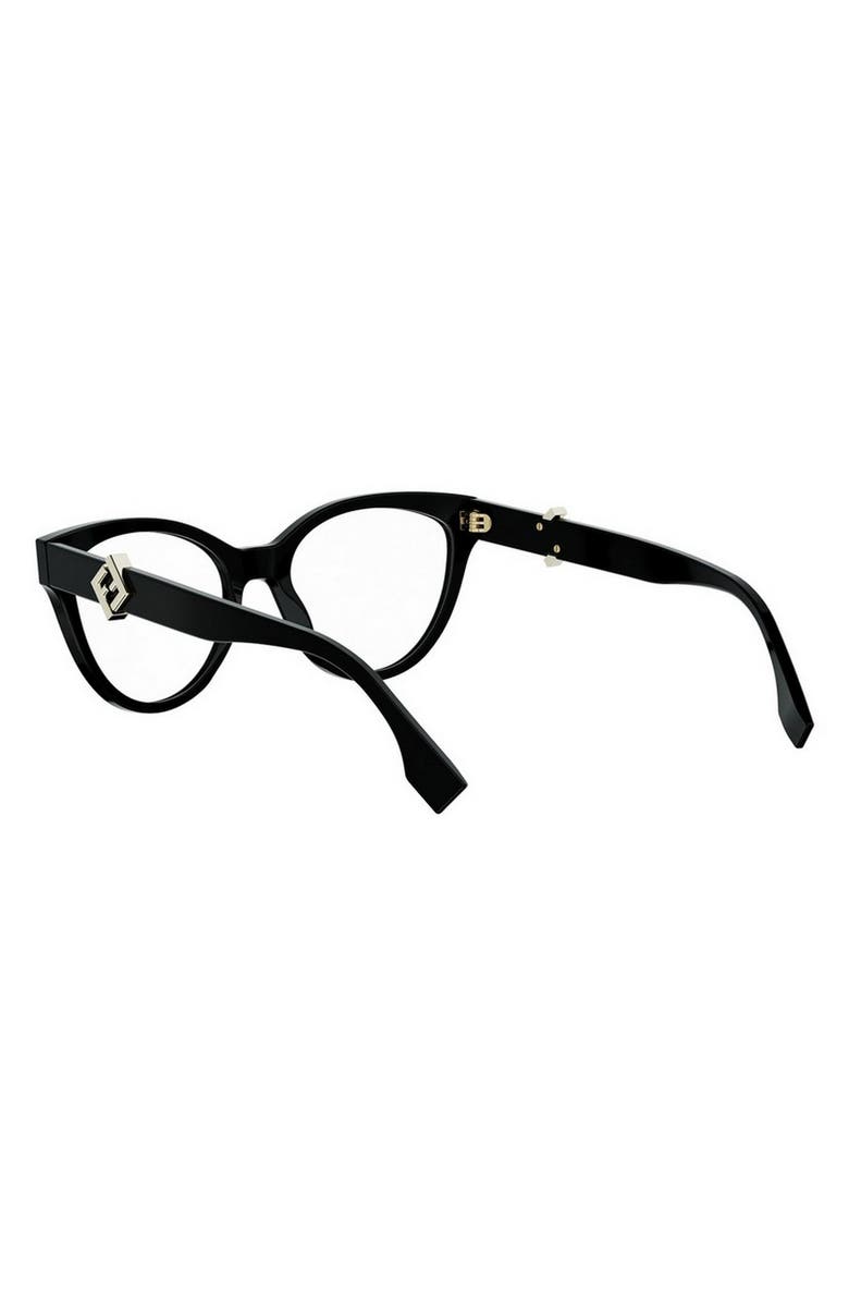 Fendi FF Diamonds 54mm Cat Eye Optical Glasses, Alternate, color, Shiny Black