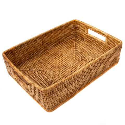 Artifacts Rattan Rectangular Storage Basket with Rounded Corners