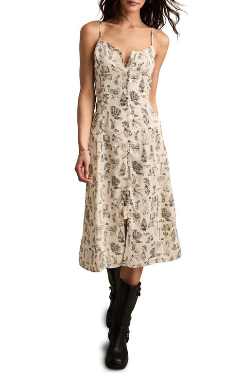 Lucky Brand Simone Allover Print A-line Dress In Cream Conversational Print