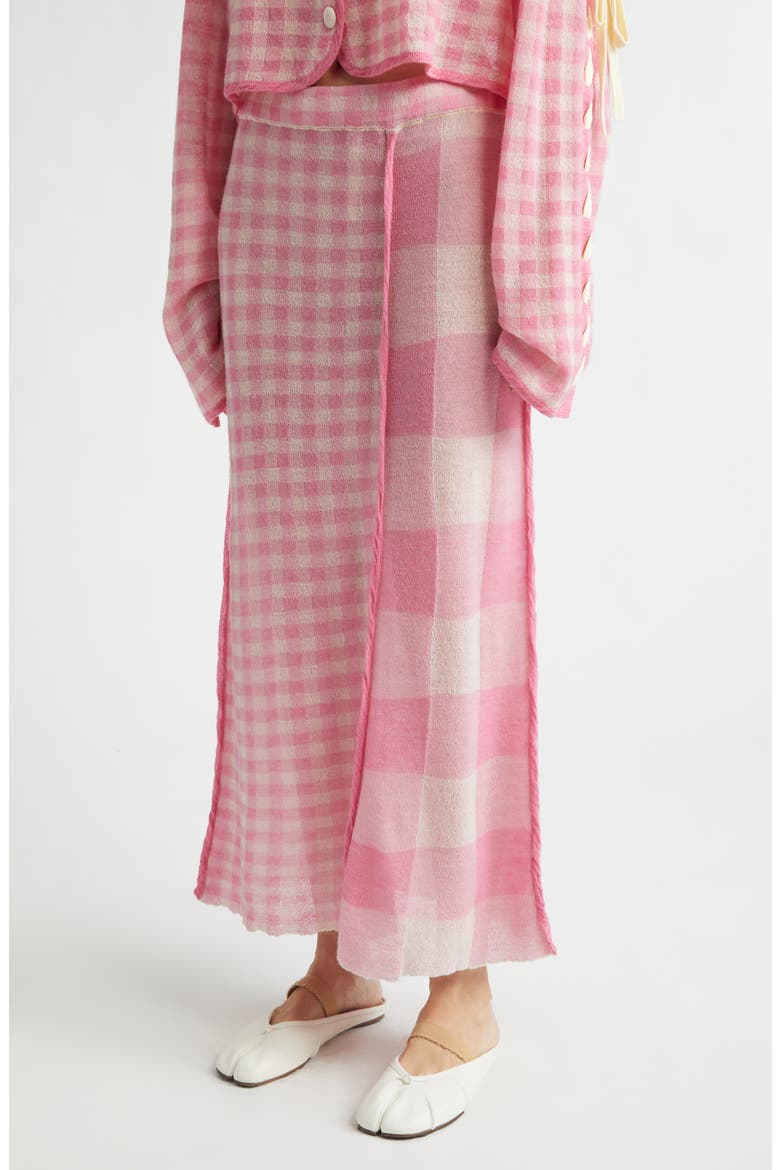 Mixed Scale Gingham Wool Maxi Skirt, Alternate, color, PINK