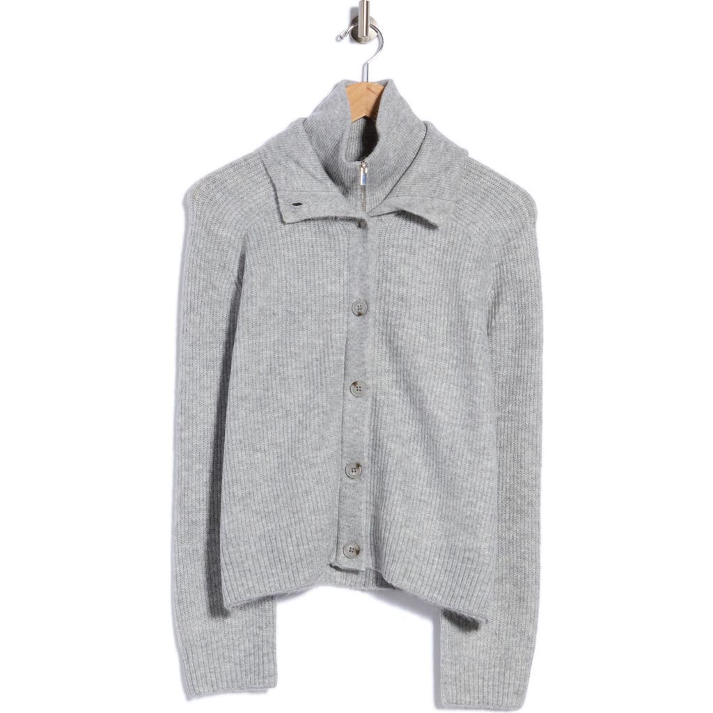 Parker Zip & Button Cardigan In Light Heather Grey