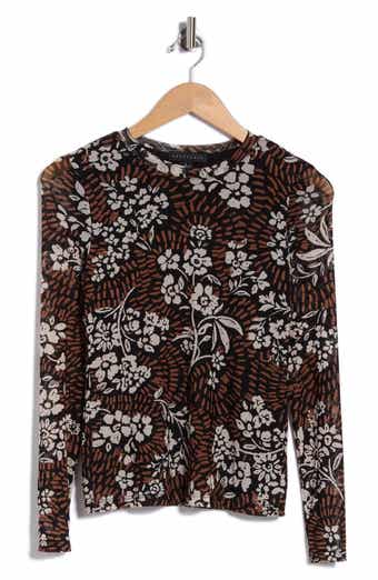 Print Long Sleeve Sheer Top