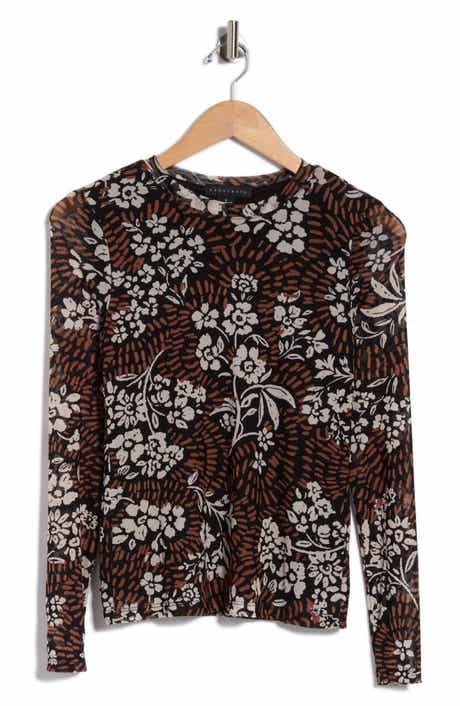 Print Long Sleeve Sheer Top