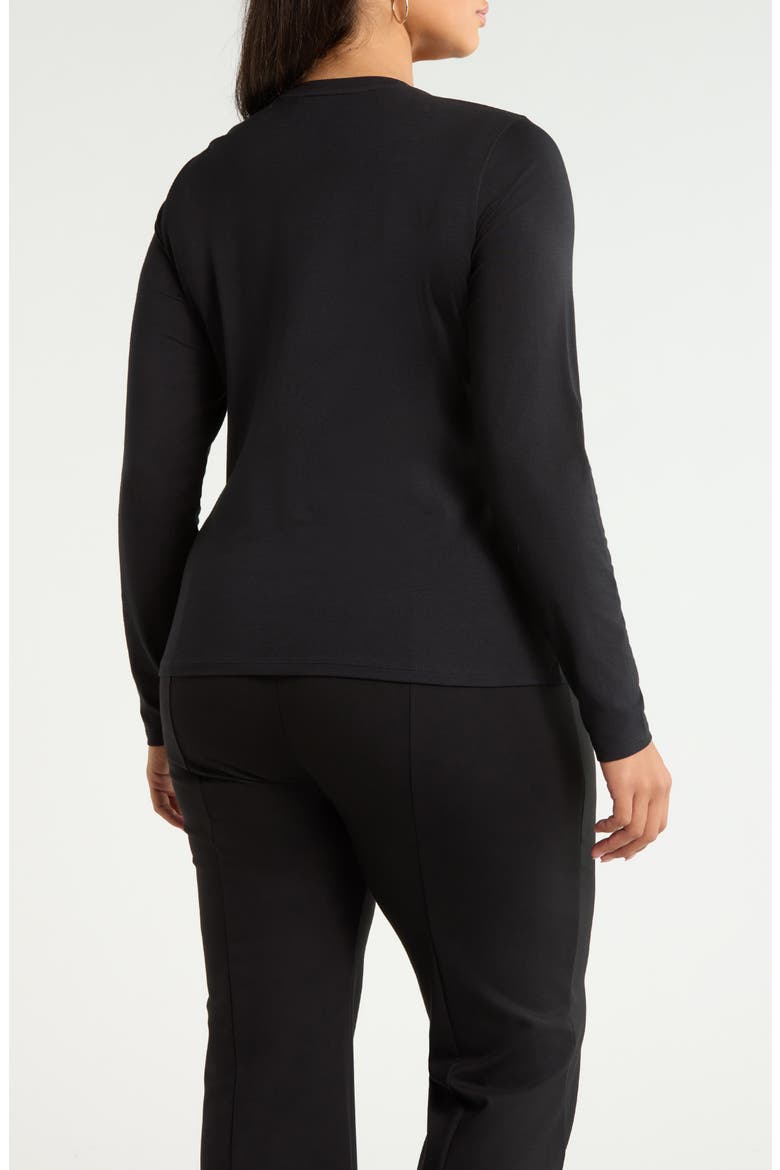 Pima Cotton & Tencel Modal Long Sleeve T-Shirt, Alternate, color, BLACK