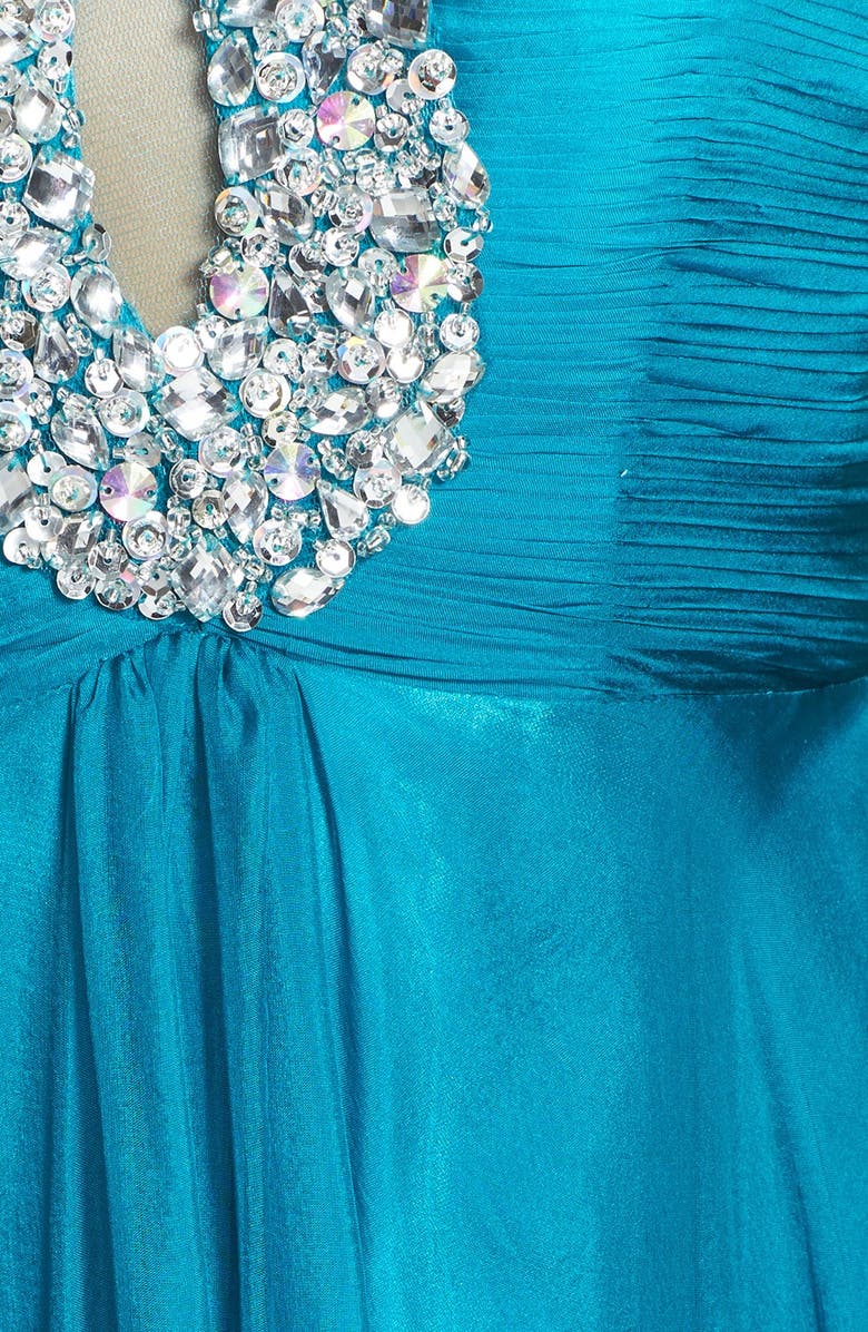 Sherri Hill Beaded Halter Cutout Chiffon Gown, Alternate, color, 