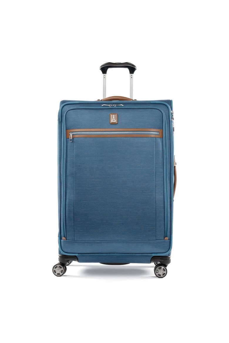 Platinum Elite Softside Expandable 29" Large Checked Spinner Luggage, Main, color, Coastal Blue