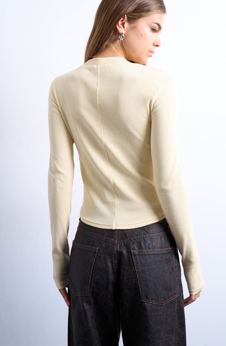Topshop Rib Knit Long Sleeve Top, Alternate, color, Buttermilk