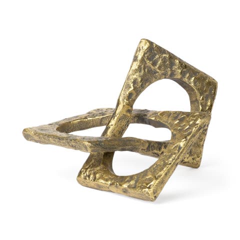Delaunay I Gold Hammered Metal Interlinked Patterned