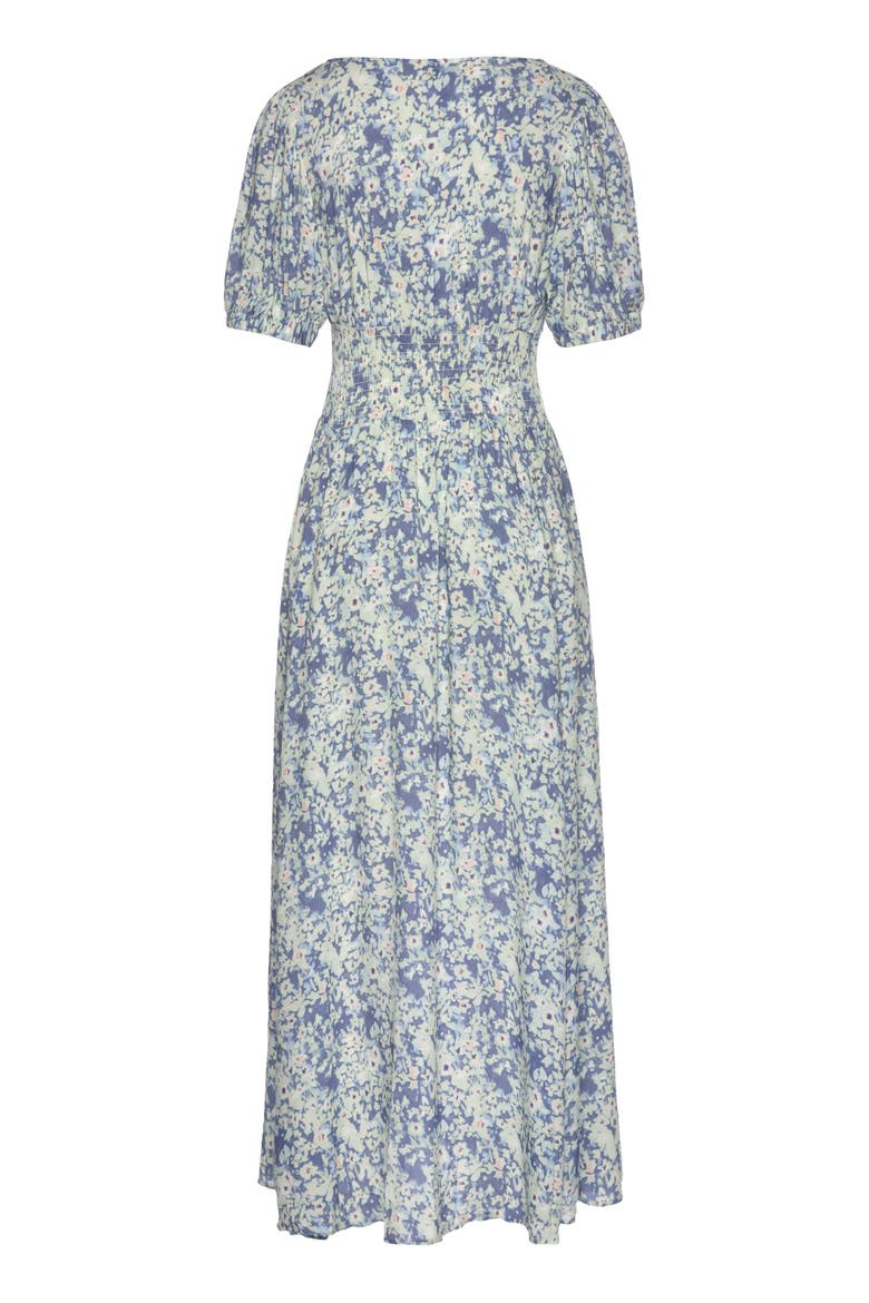 Floral Puff Sleeve Maxi Dress, Alternate, color, Navy Printed