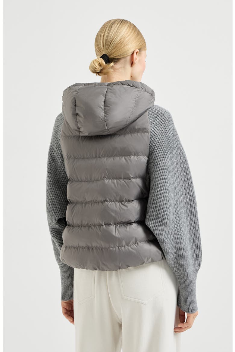 Nylon hooded down jacket, Alternate, color, Grey