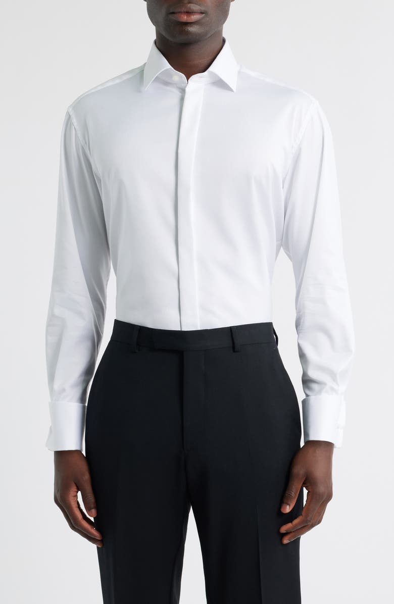 1863 by Eterna Luxury Covered Placket Non-Iron Dress Shirt, Main, color, White