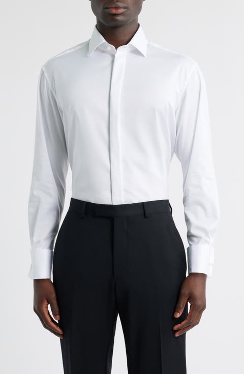 Luxury Covered Placket Non-Iron Dress Shirt