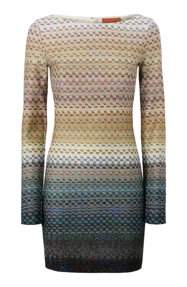 Missoni Mini Boat-neck Dress With Staggered Knit, Alternate, color, Blue
