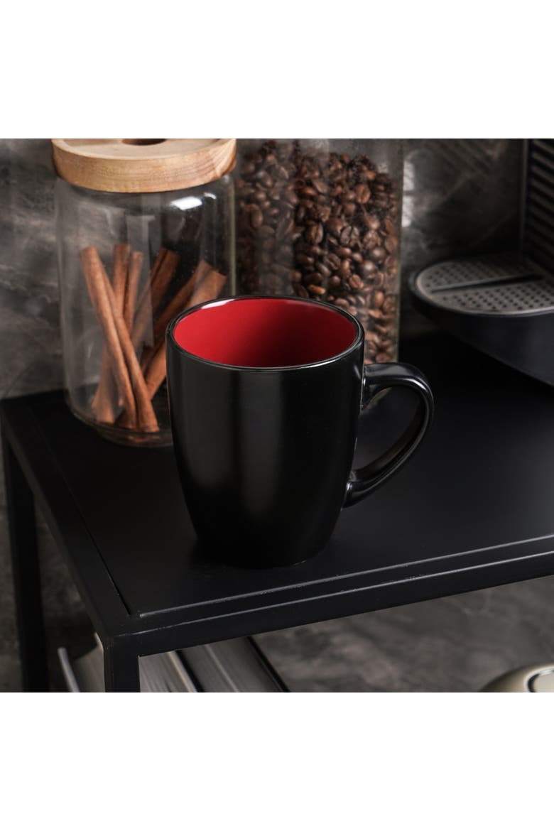 Albie Stoneware 4-Piece Mug Set, Alternate, color, Red and Black