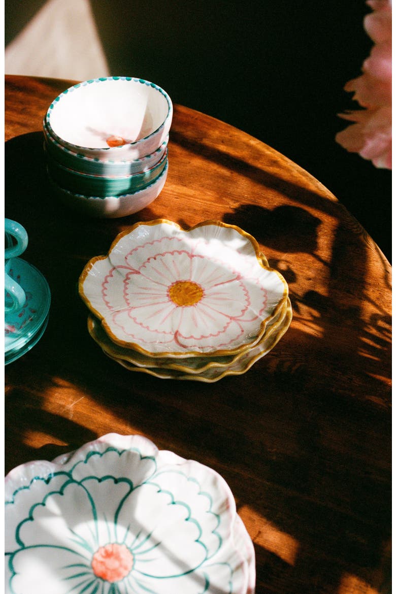 Set of 4 Flower Shaped Side Plates, Alternate, color, MULTI